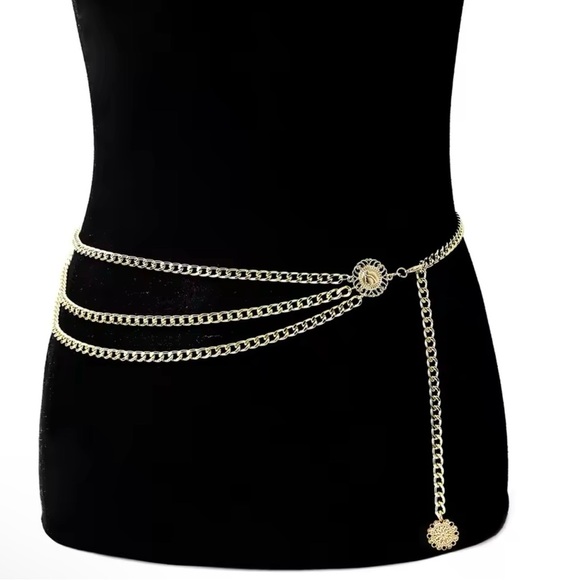 Boho Sunflower Multilayer Chain Gold Belt 36” - Picture 6 of 6